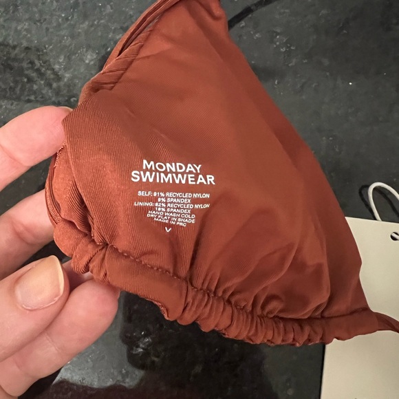 Monday Swimwear Ribbed Rust Triangle Bikini Set - Picture 2 of 2